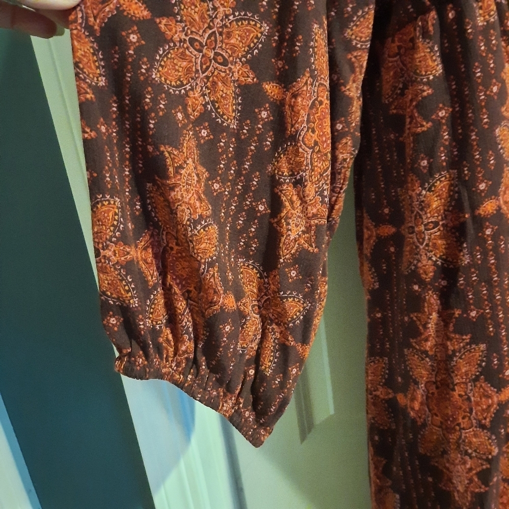 Torrid Midi Washable Crinkle Gauze Dress Size 4‎ 4X Surplice Neck Boho Medallion - Picture 7 of 16